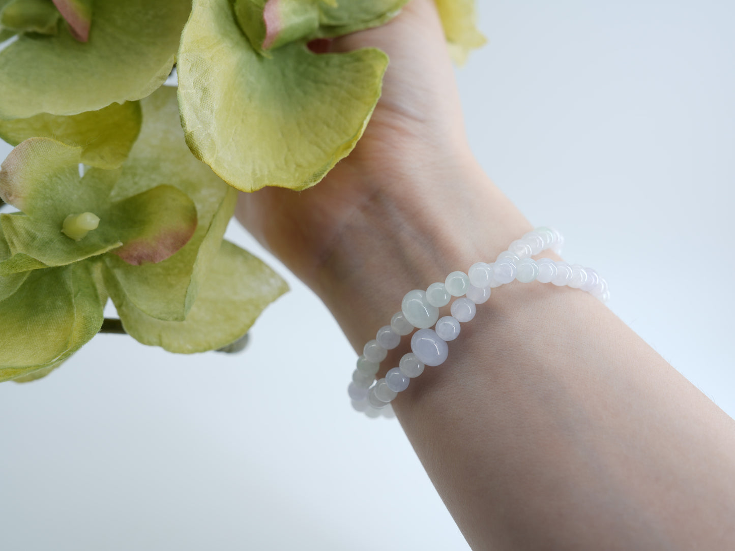 Double String Icy Macaron Jadeite Bracelet #J202509011
