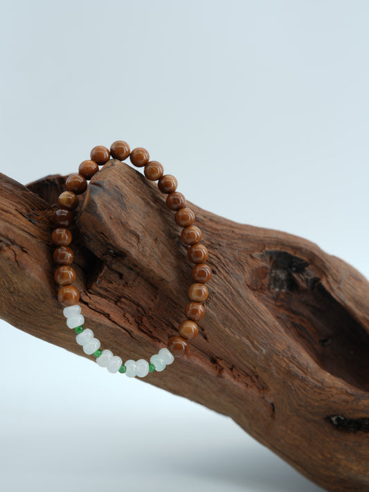Thuja wood white abacus beaded bracelet #J202504032