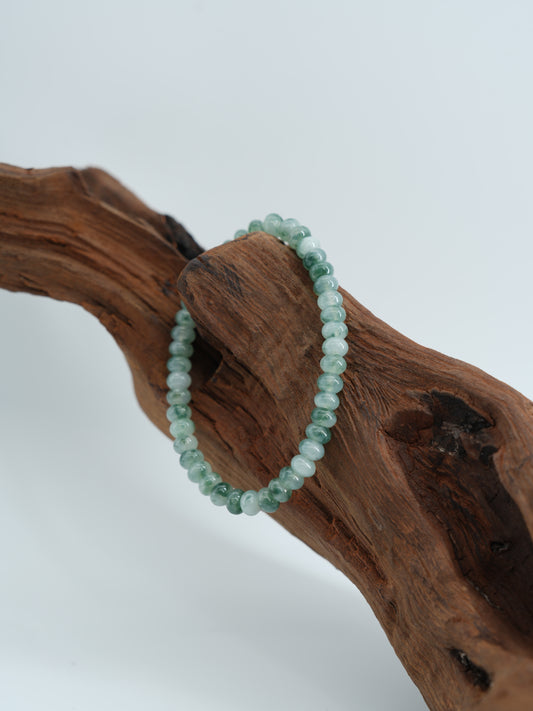 Abacus Bead Floating Flower Jadeite Bracelet #J202509007