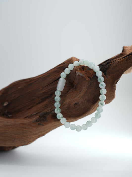Light Green Floating Flower Jadeite Bracelet #J202509009