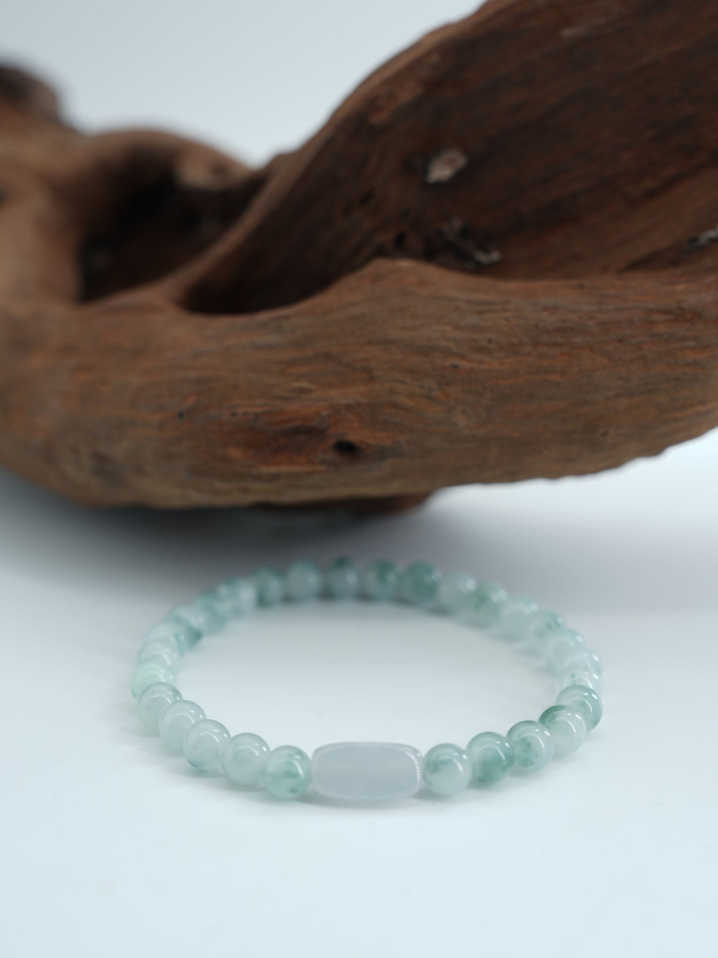 Light Green Floating Flower Jadeite Bracelet #J202509009