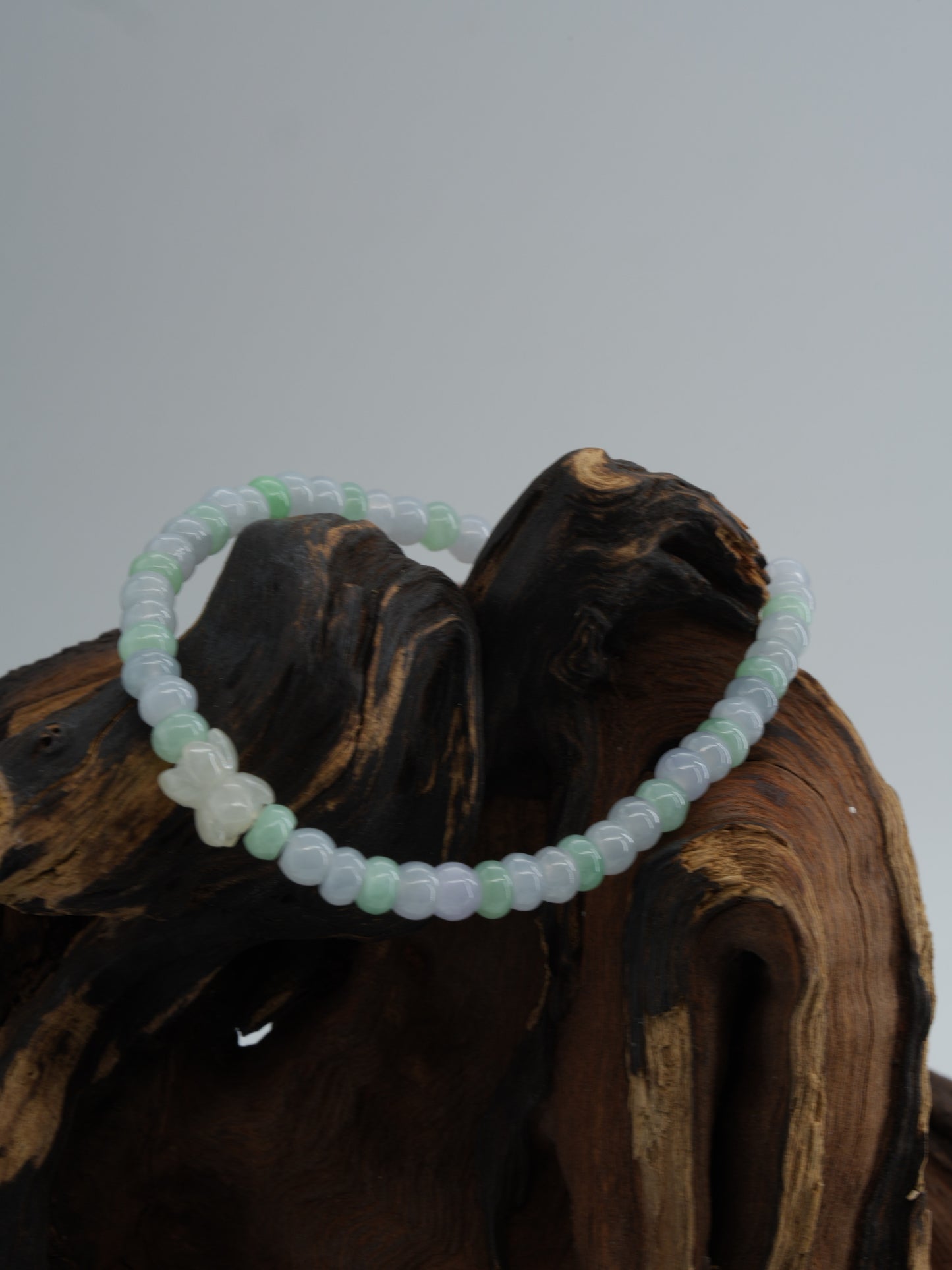 Purple and green abacus bead with double lotus jadeite bracelet  #J202601003