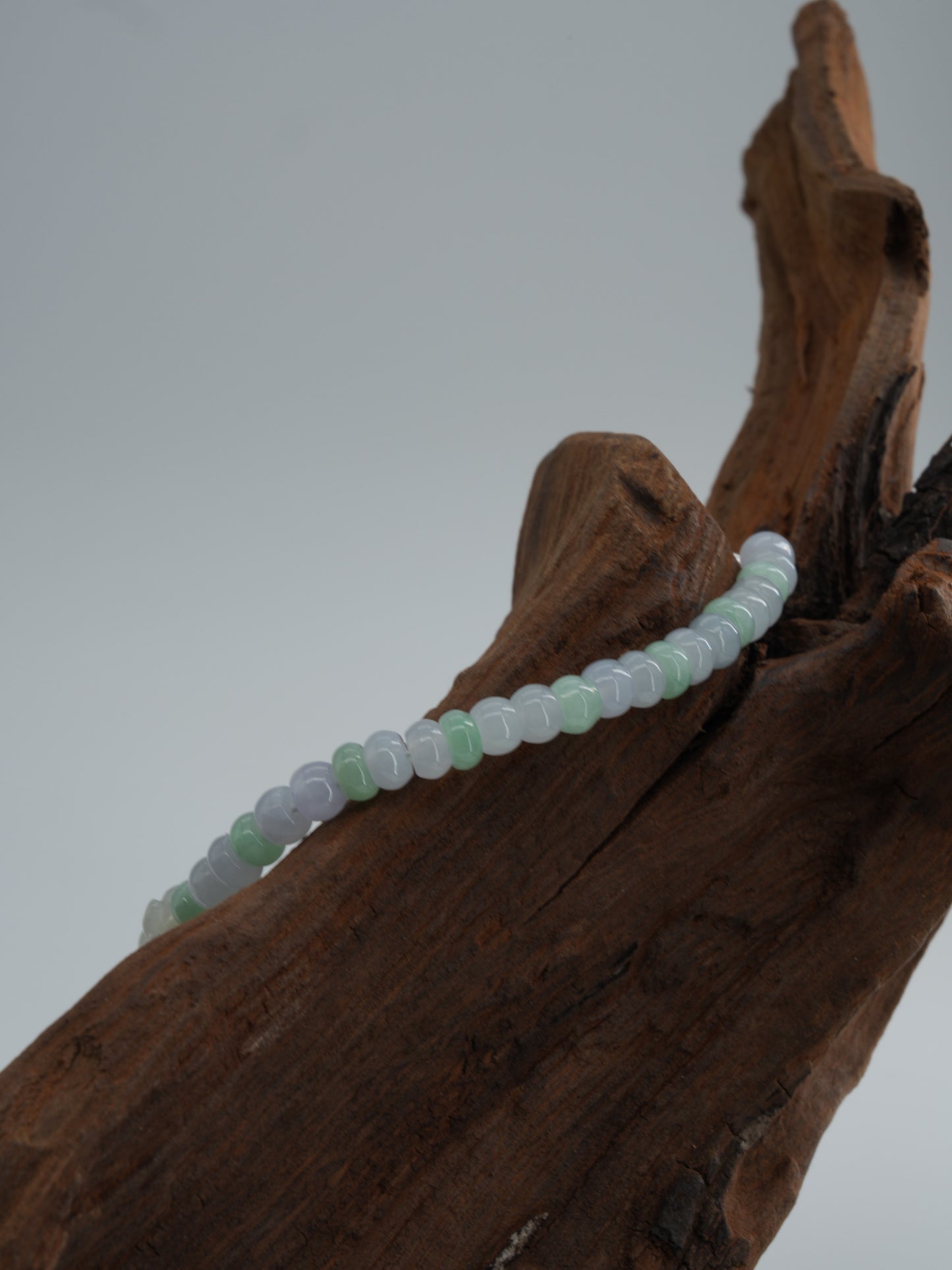 Purple and green abacus bead with double lotus jadeite bracelet  #J202601003
