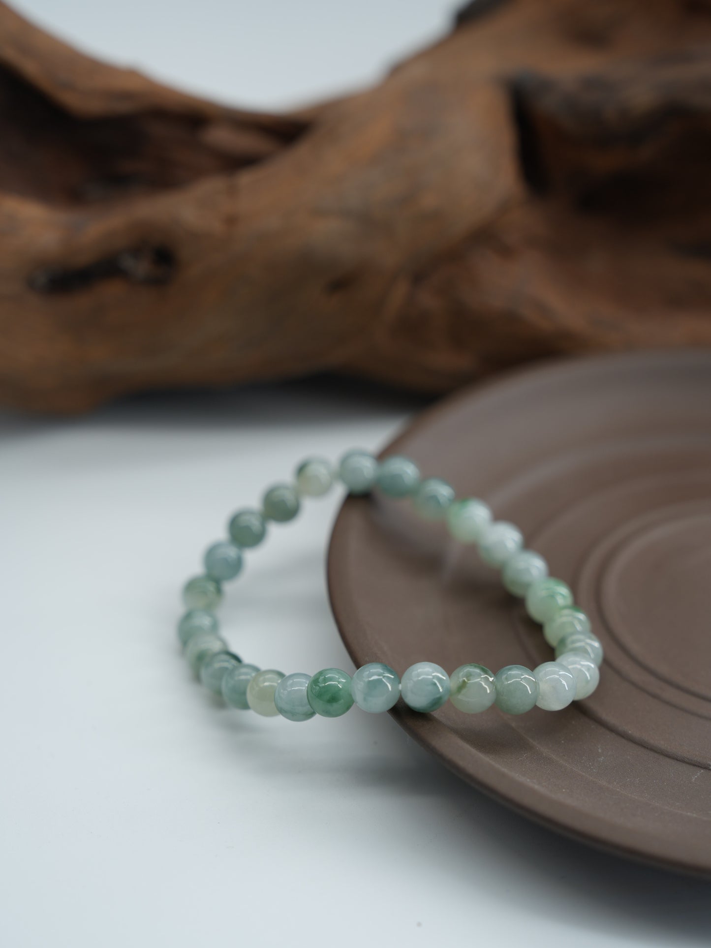 Green floating flower jadeite bracelet  #J202601004