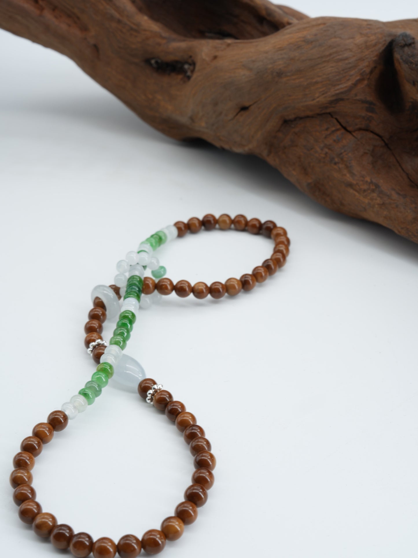 Kuka double string with green and white abacus jadeite bead bracelet #J202601006