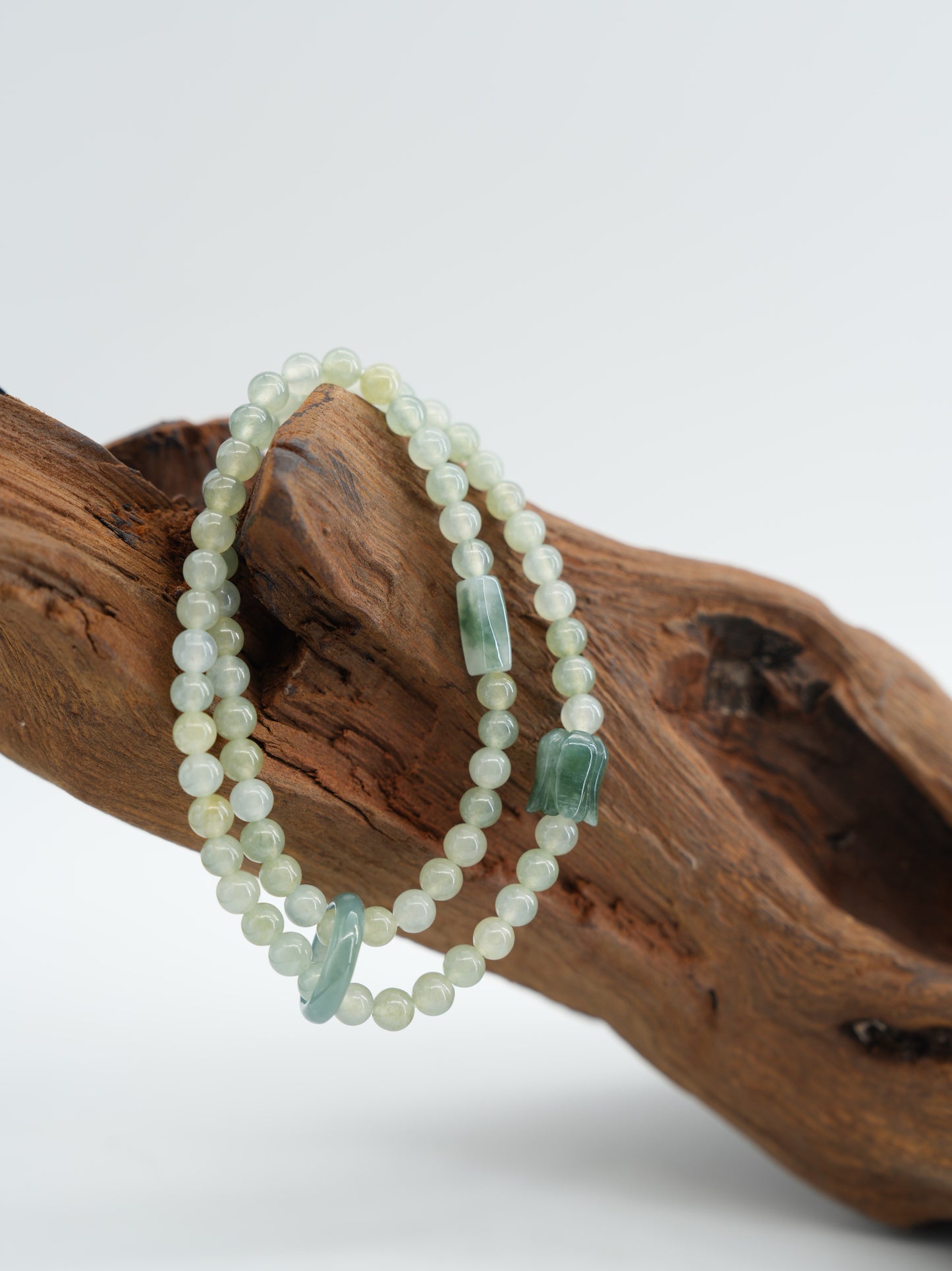 Icy green double string jadeite bracelet  #J202601007