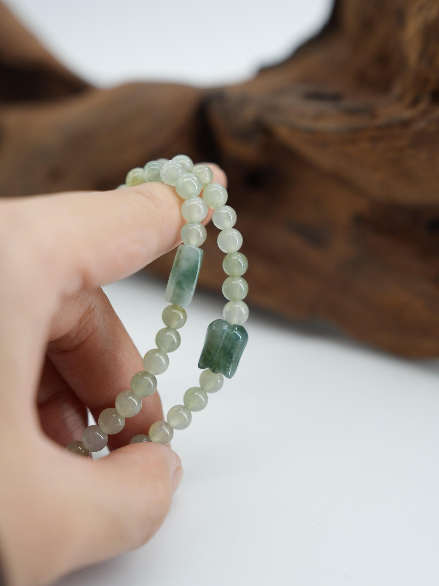 Icy green double string jadeite bracelet  #J202601007